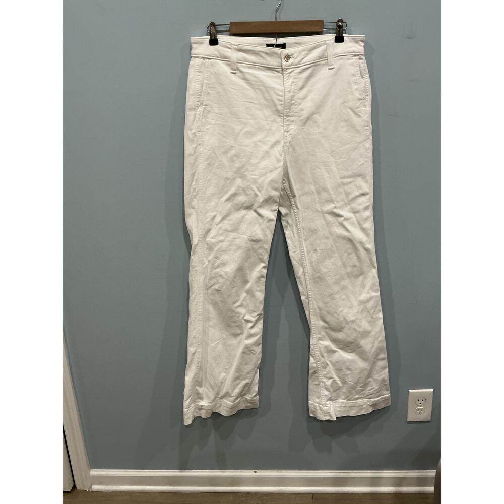 Jcrew Womens Wide Leg White Denim Jeans Size 32 Preppy Spring Summer Beach Vacay